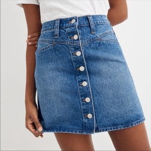 Stretch Denim A-Line Snap Mini skirt - Western